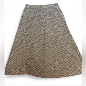 Ann Taylor Zebra Print Midi Skirt in Beige